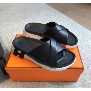 Hermes Infra Slide Sandals in Nappa Leather Black 2024 (XC-240226085)