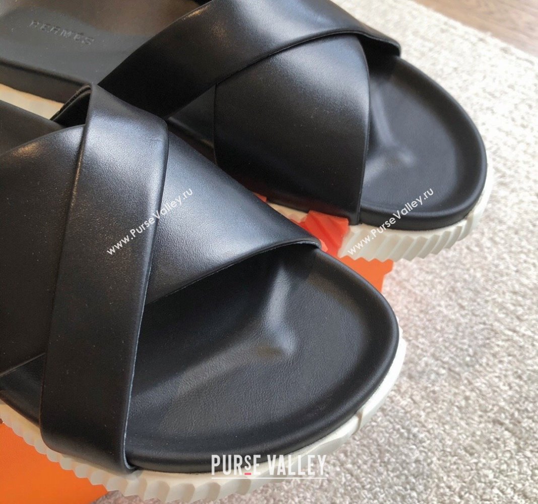 Hermes Infra Slide Sandals in Nappa Leather Black 2024 (XC-240226085)