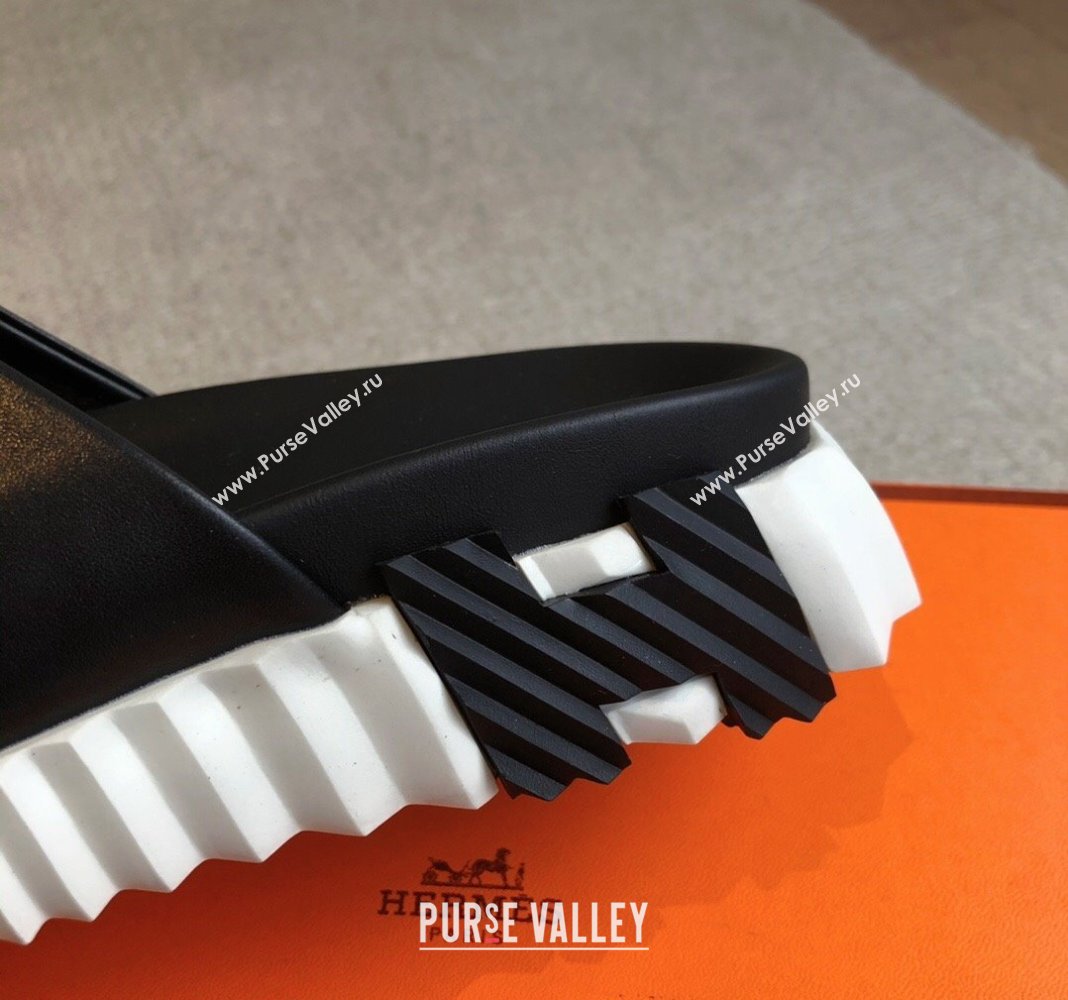 Hermes Infra Slide Sandals in Nappa Leather Black 2024 (XC-240226085)