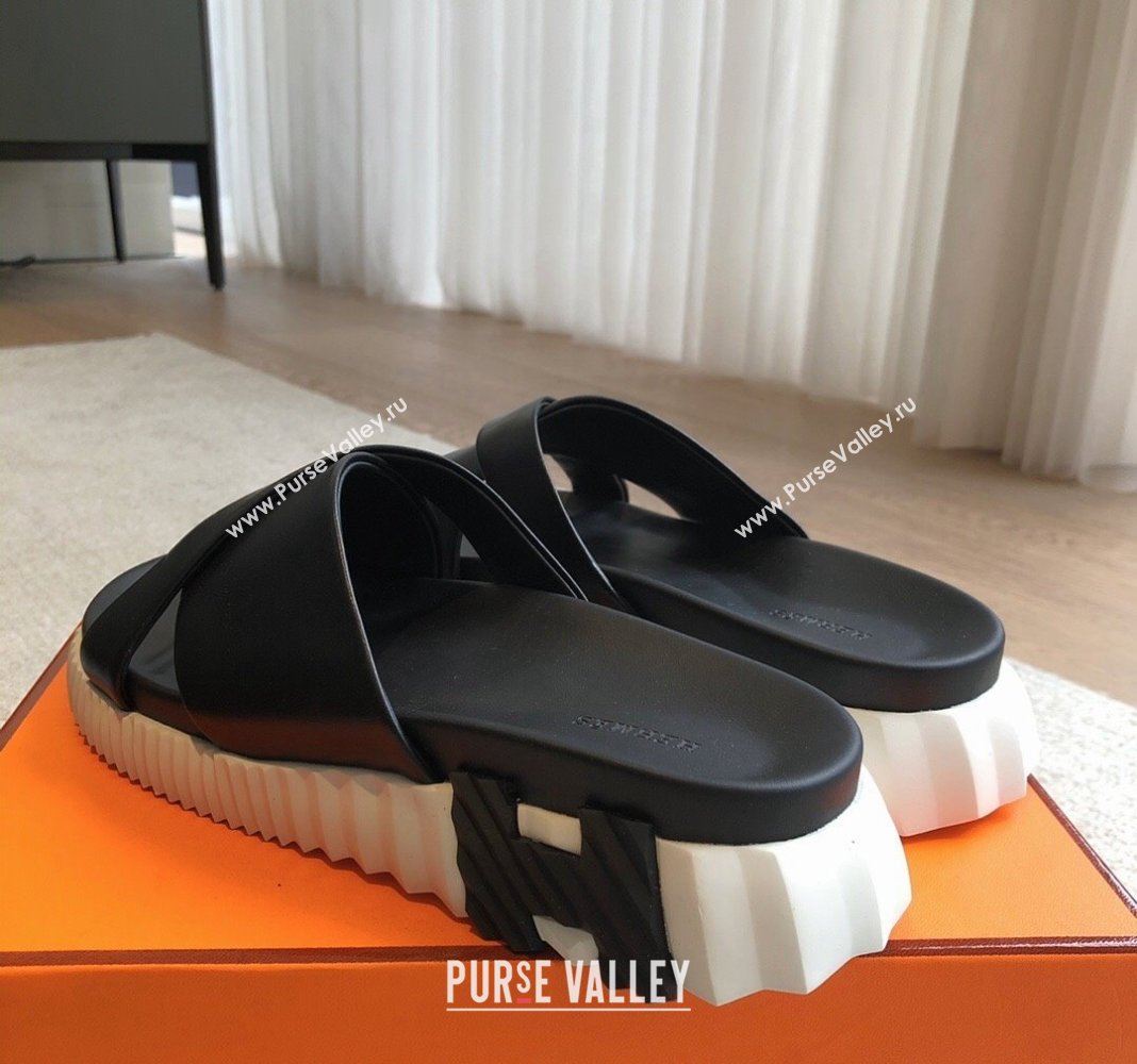 Hermes Infra Slide Sandals in Nappa Leather Black 2024 (XC-240226085)