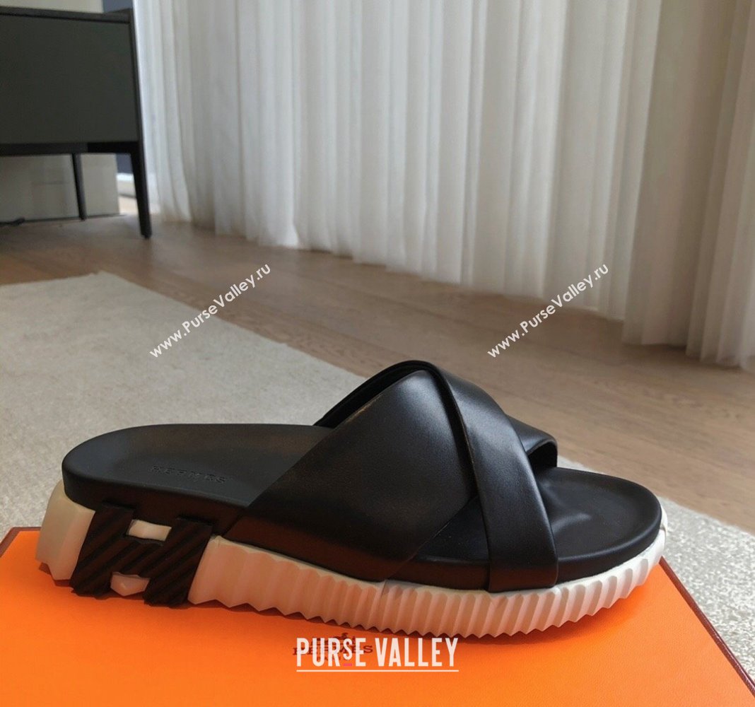 Hermes Infra Slide Sandals in Nappa Leather Black 2024 (XC-240226085)
