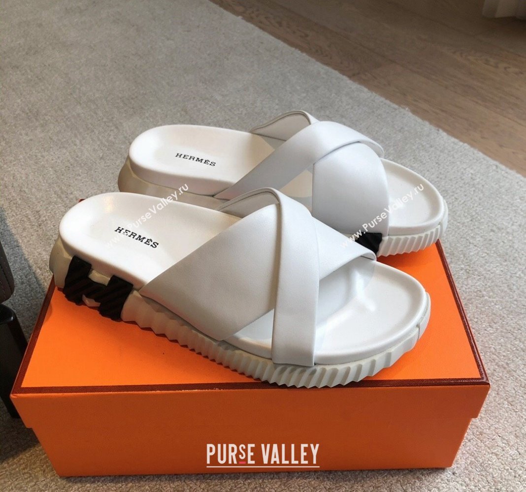 Hermes Infra Slide Sandals in Nappa Leather White 2024 (XC-240226086)