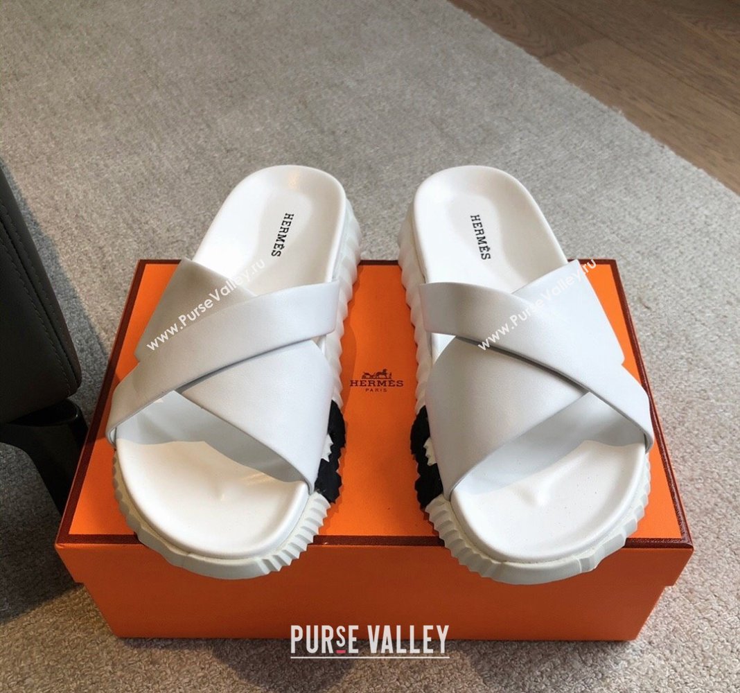 Hermes Infra Slide Sandals in Nappa Leather White 2024 (XC-240226086)