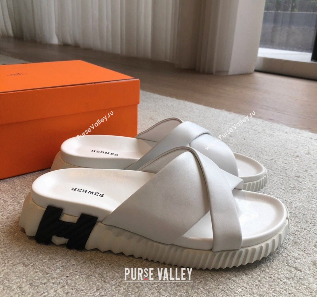 Hermes Infra Slide Sandals in Nappa Leather White 2024 (XC-240226086)