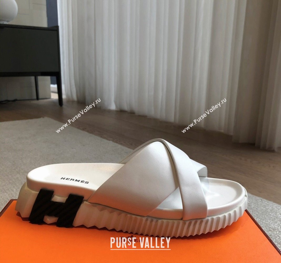 Hermes Infra Slide Sandals in Nappa Leather White 2024 (XC-240226086)