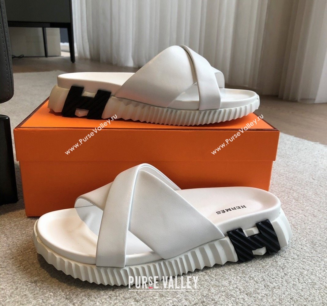 Hermes Infra Slide Sandals in Nappa Leather White 2024 (XC-240226086)