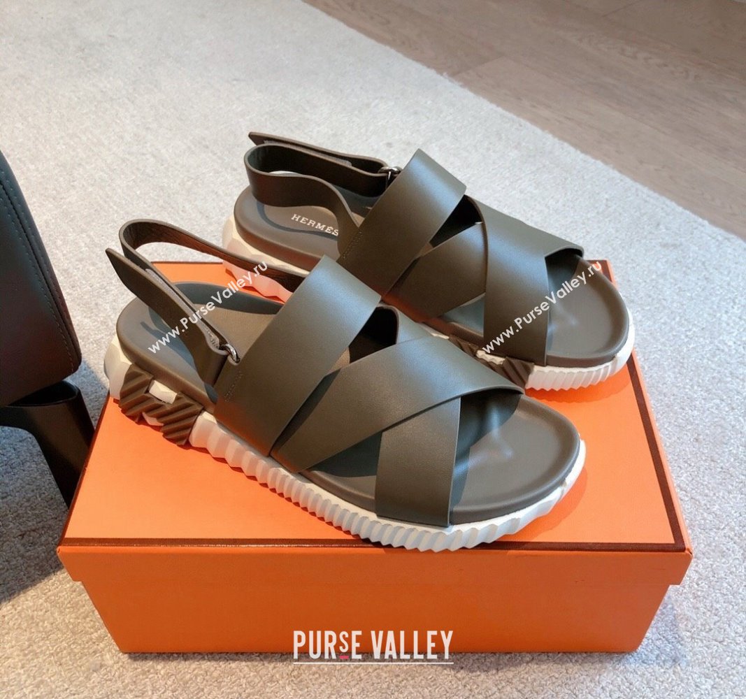 Hermes Electric Sandals in Calfskin Leather Grey 2024 (MD-240326115)