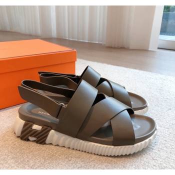 Hermes Electric Sandals in Calfskin Leather Grey 2024 (MD-240326115)