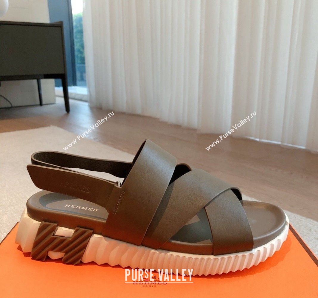 Hermes Electric Sandals in Calfskin Leather Grey 2024 (MD-240326115)