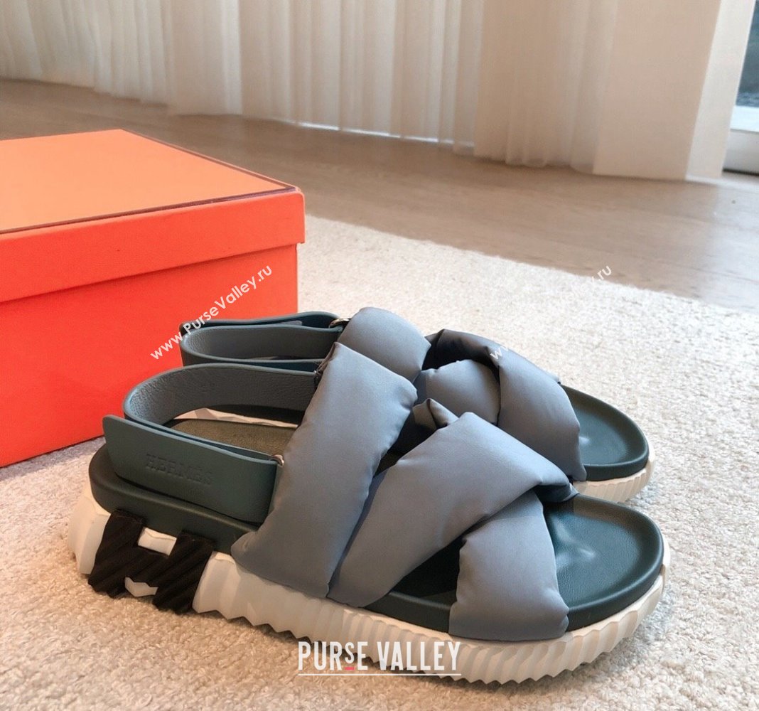 Hermes Electric Sandals in Technical Fabric Grey 2024 (MD-240326100)