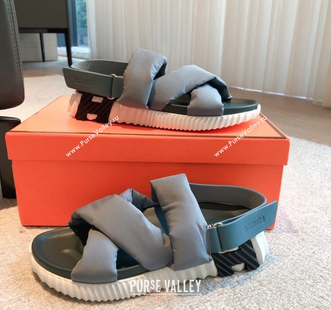 Hermes Electric Sandals in Technical Fabric Grey 2024 (MD-240326100)