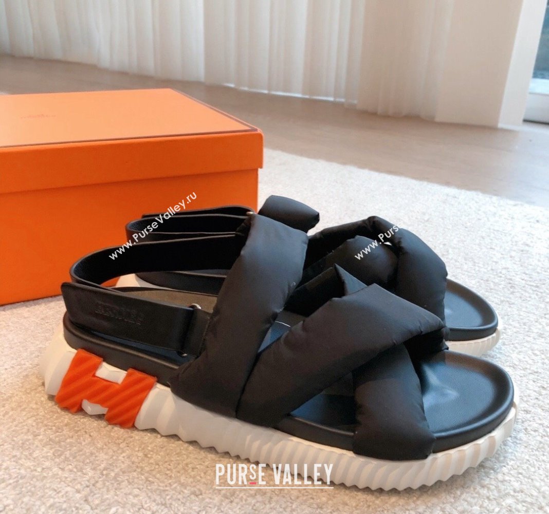 Hermes Electric Sandals in Technical Fabric Black 2024 (MD-240326104)