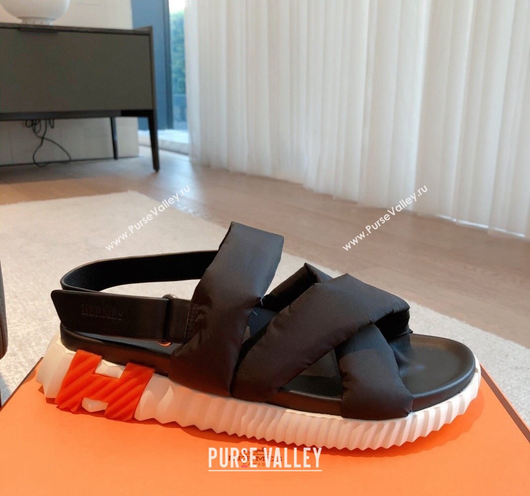 Hermes Electric Sandals in Technical Fabric Black 2024 (MD-240326104)