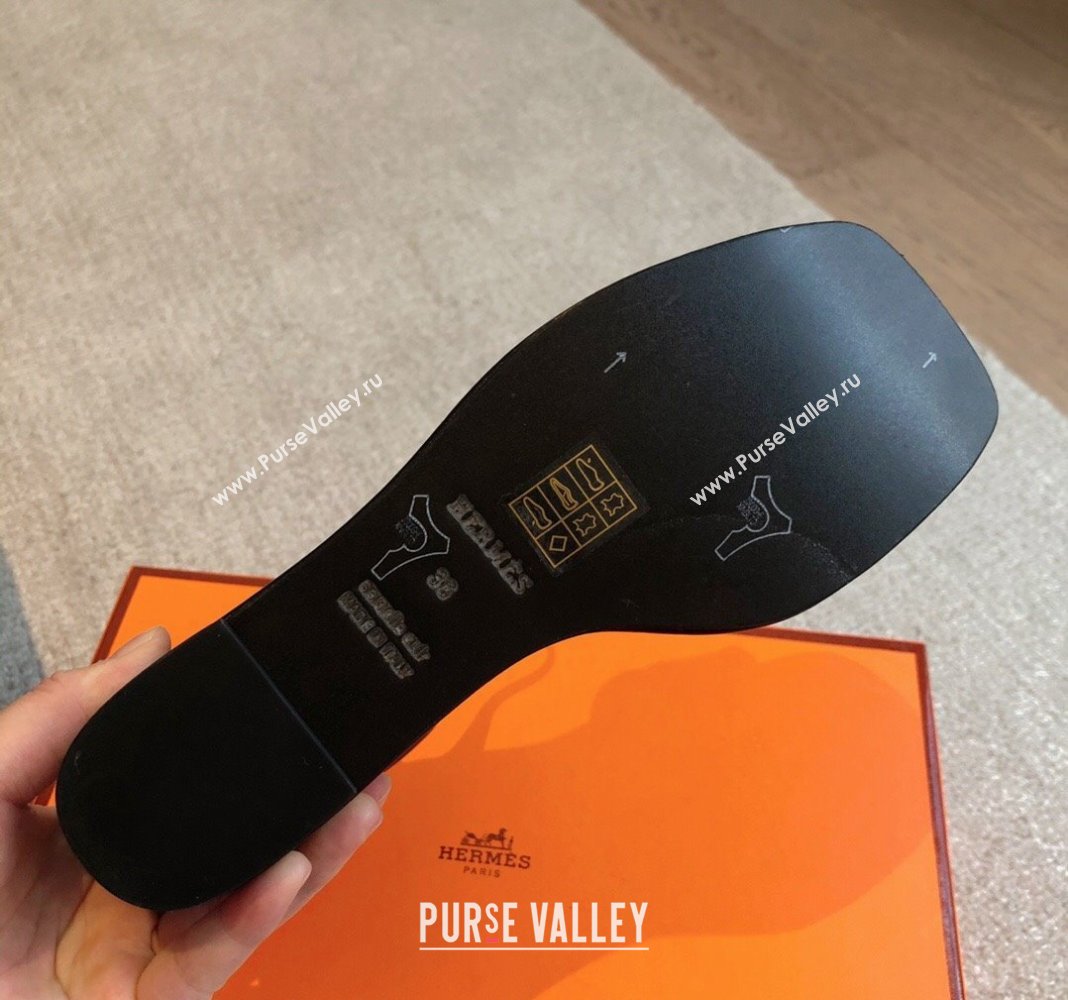 Hermes Hilda Calfskin Wedge Sandals with Kelly Buckle Black 2024 (XC-240425186)