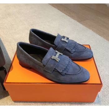 Hermes Royal Loafers in Suede with Fringe Dark Blue 2024 0425 (XC-240425190)