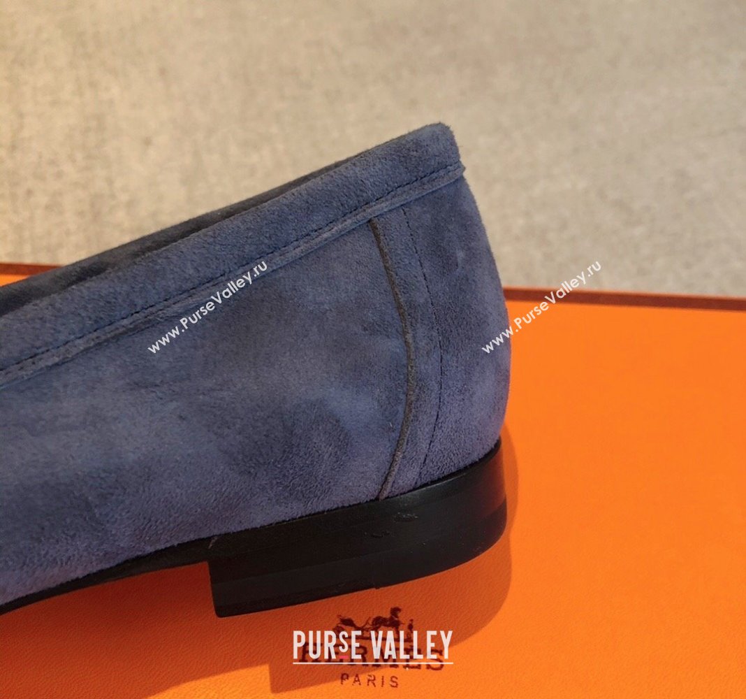 Hermes Royal Loafers in Suede with Fringe Dark Blue 2024 0425 (XC-240425190)