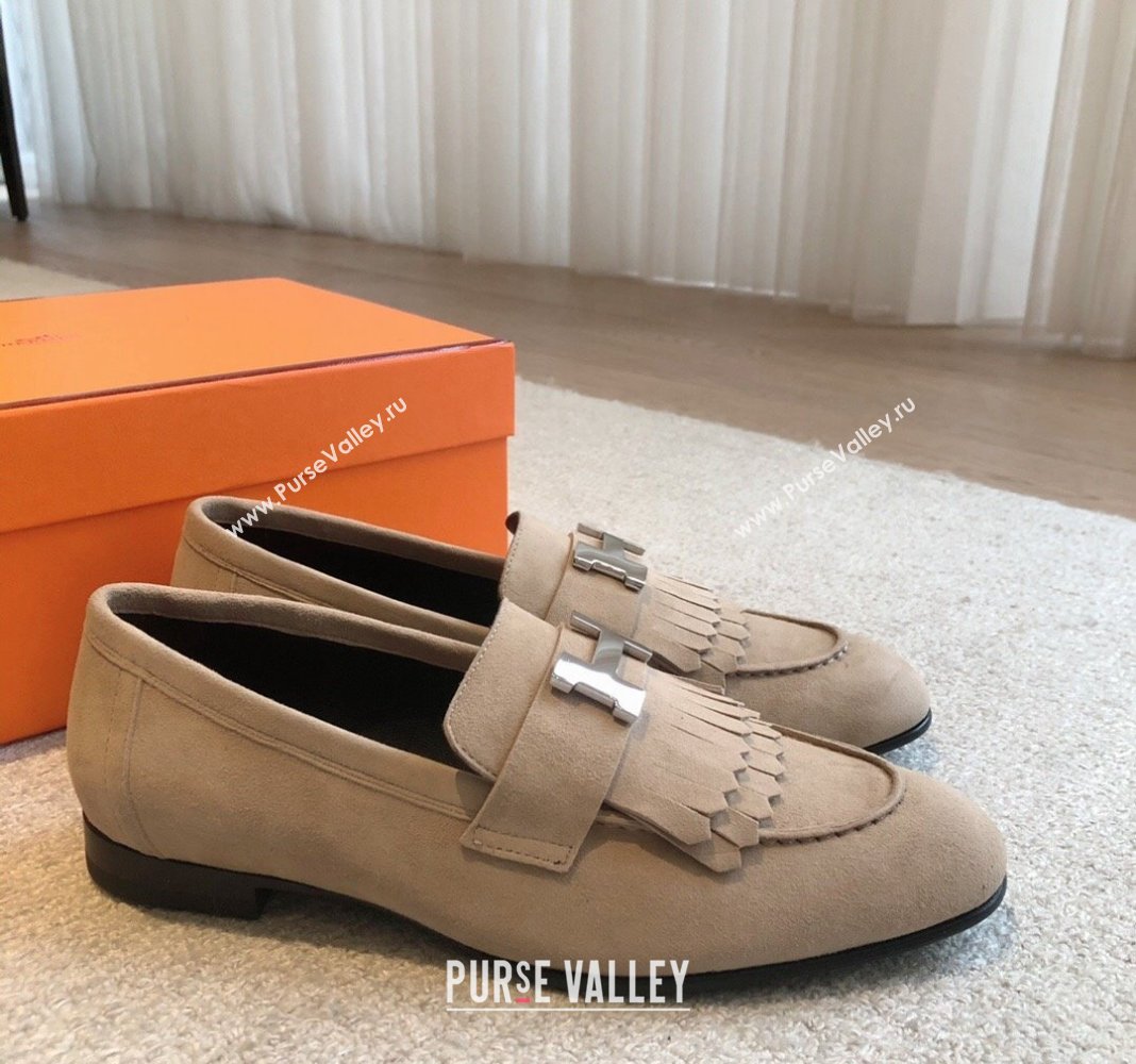 Hermes Royal Loafers in Suede with Fringe Beige 2024 0425 (XC-240425192)