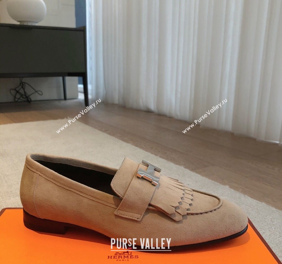 Hermes Royal Loafers in Suede with Fringe Beige 2024 0425 (XC-240425192)