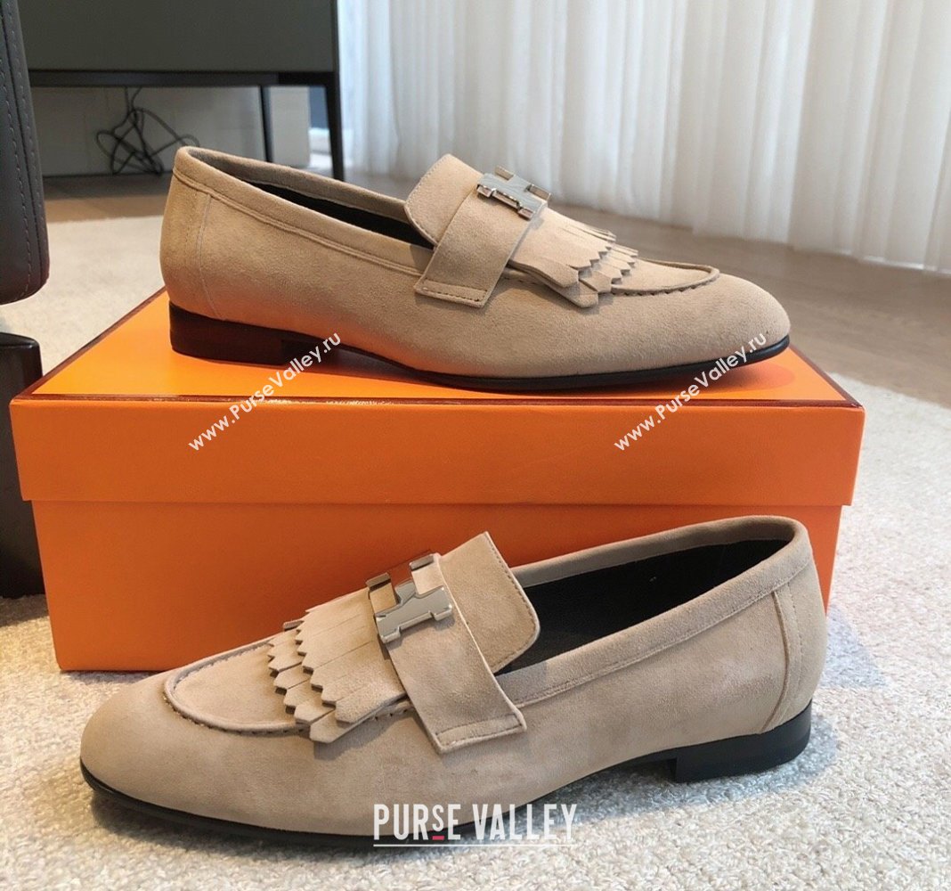 Hermes Royal Loafers in Suede with Fringe Beige 2024 0425 (XC-240425192)