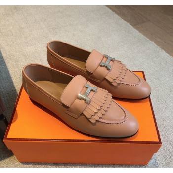 Hermes Royal Loafers in Calfskin with Fringe Light Brown 2024 0425 (XC-240425199)