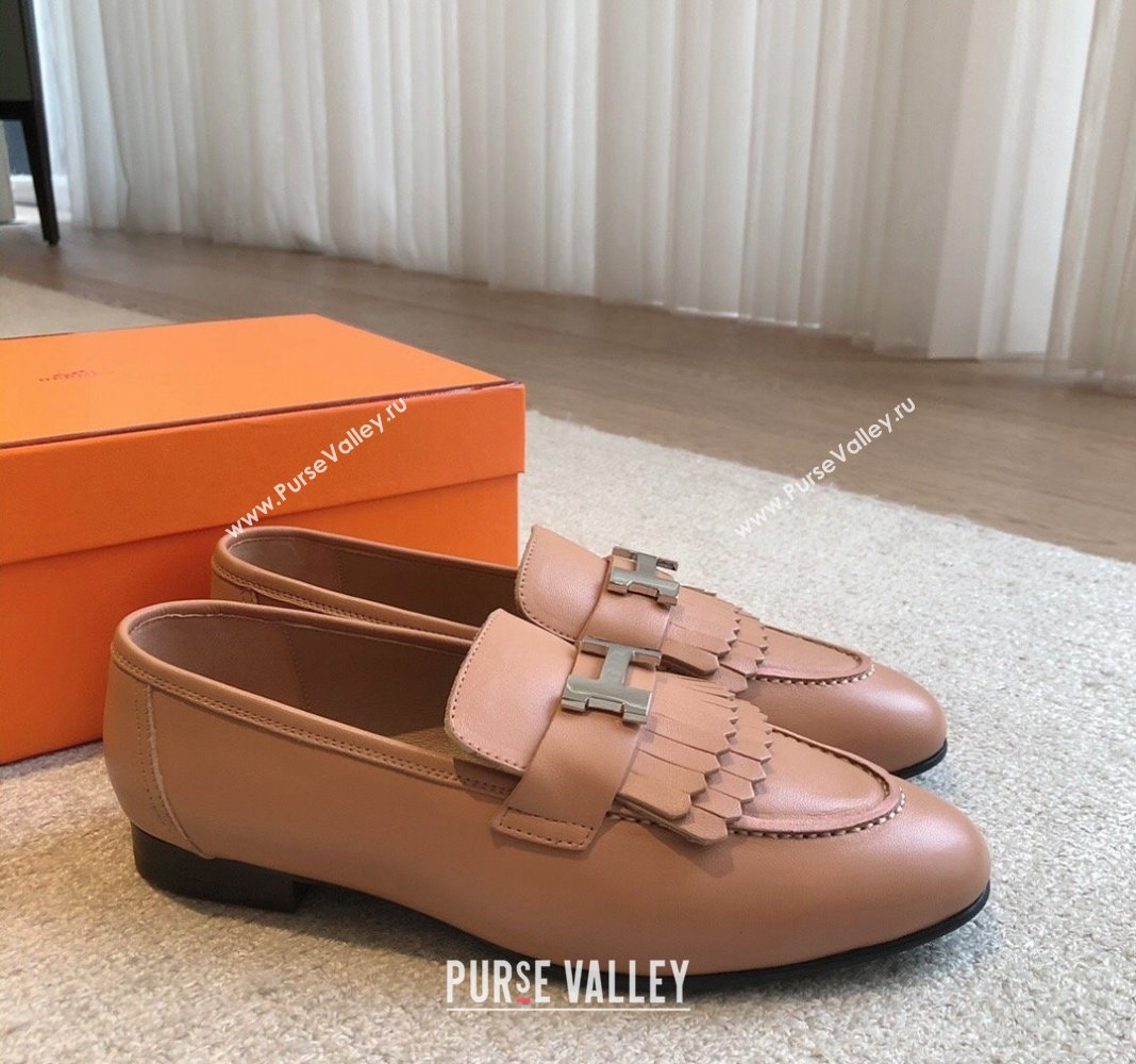Hermes Royal Loafers in Calfskin with Fringe Light Brown 2024 0425 (XC-240425199)
