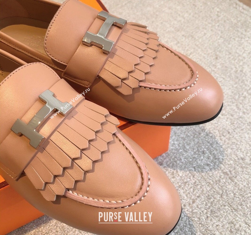 Hermes Royal Loafers in Calfskin with Fringe Light Brown 2024 0425 (XC-240425199)