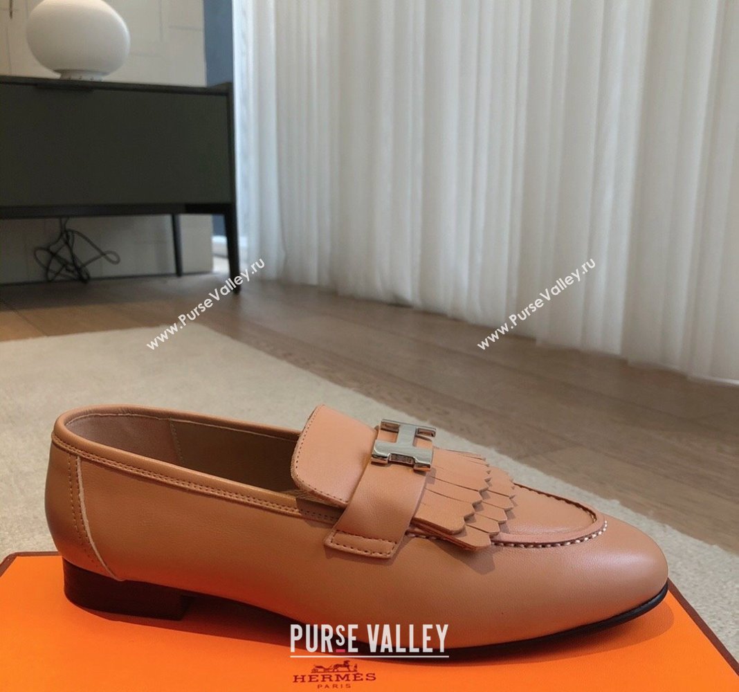 Hermes Royal Loafers in Calfskin with Fringe Light Brown 2024 0425 (XC-240425199)