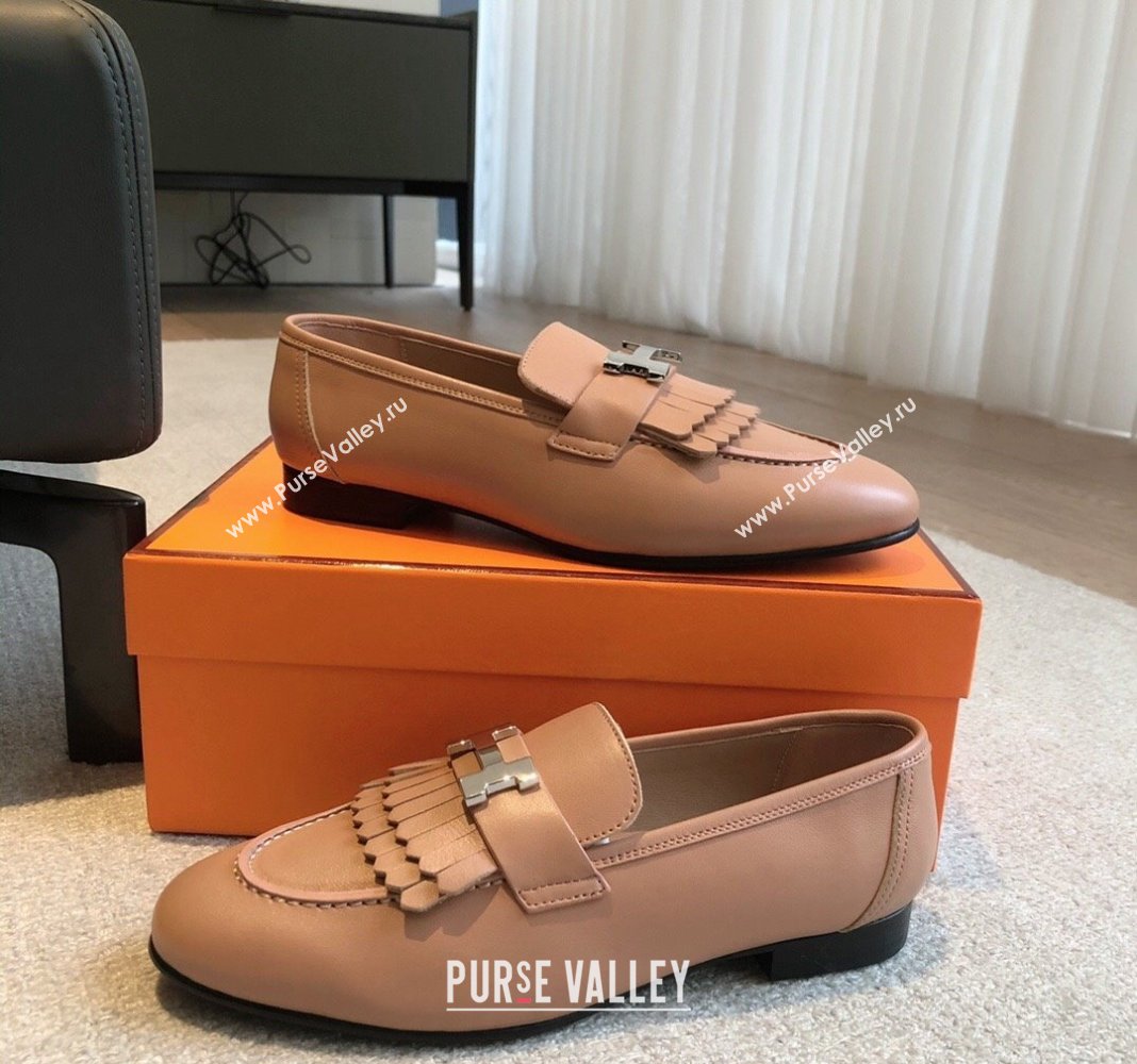 Hermes Royal Loafers in Calfskin with Fringe Light Brown 2024 0425 (XC-240425199)