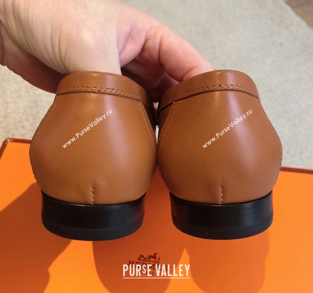 Hermes Royal Loafers in Calfskin with Fringe Brown/Gold 2024 0425 (XC-240425203)