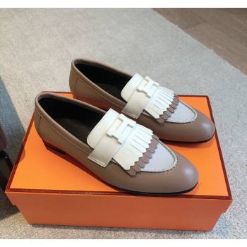 Hermes Royal Loafers in Calfskin with Fringe Grey/White 2024 0425 (XC-240425204)