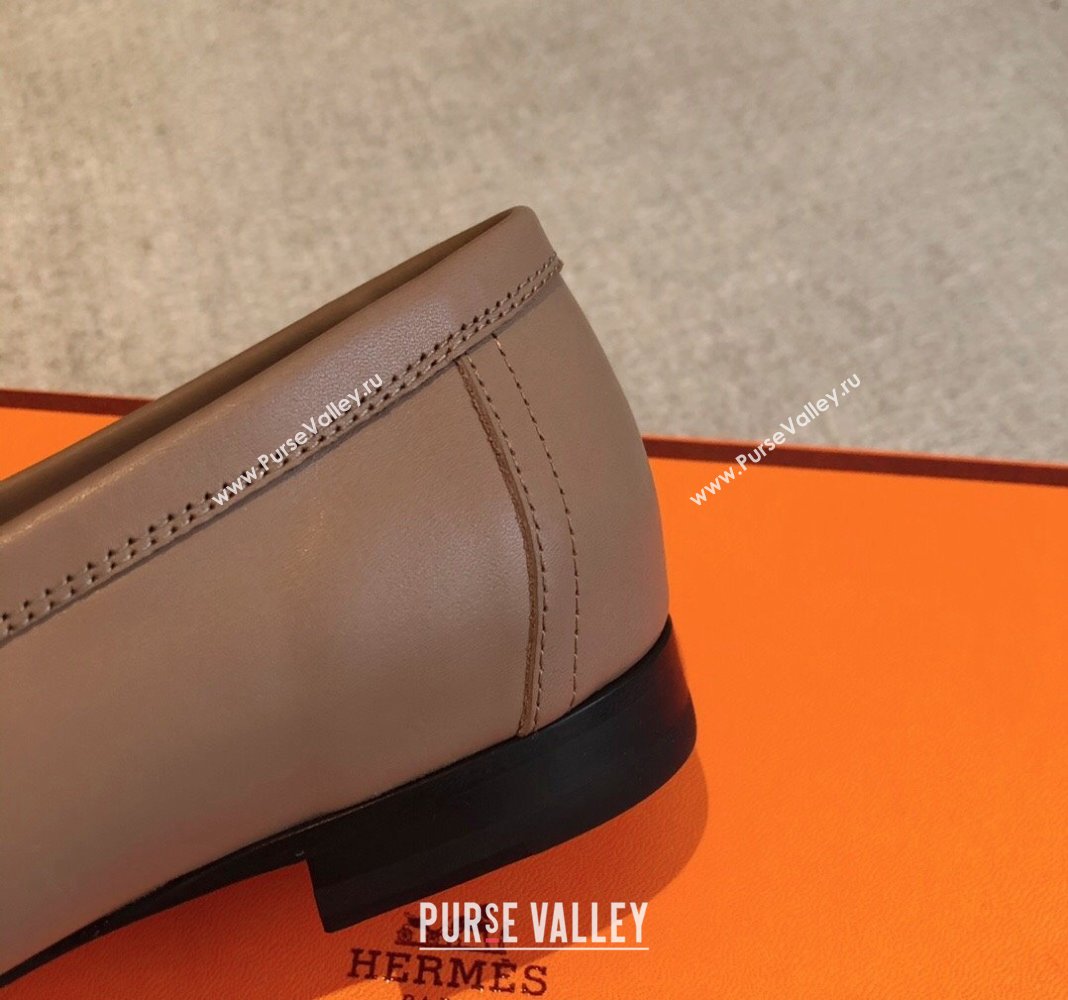 Hermes Royal Loafers in Calfskin with Fringe Khaki 2024 0425 (XC-240425206)