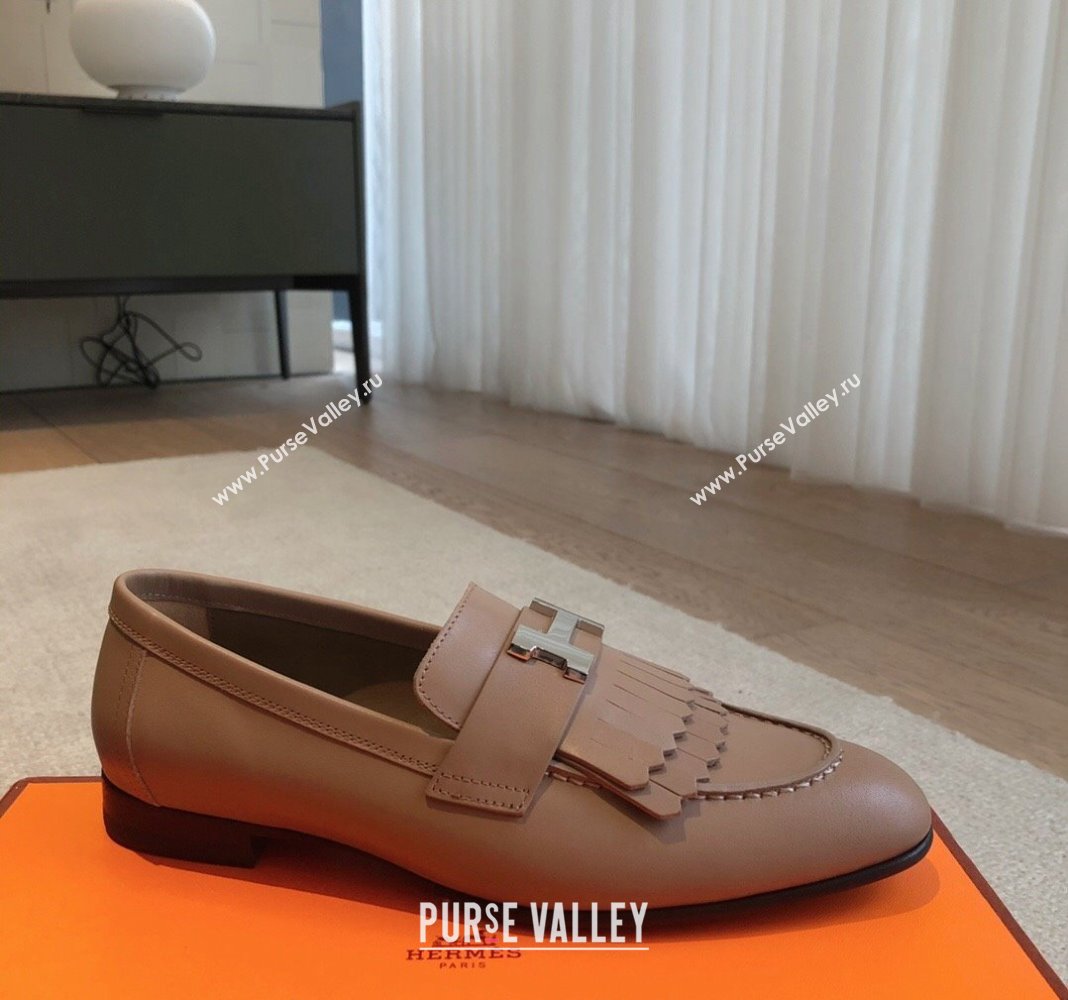 Hermes Royal Loafers in Calfskin with Fringe Khaki 2024 0425 (XC-240425206)
