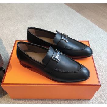 Hermes Paris Calfskin Loafers Black/Buckle 2024 0425 (XC-240425209)