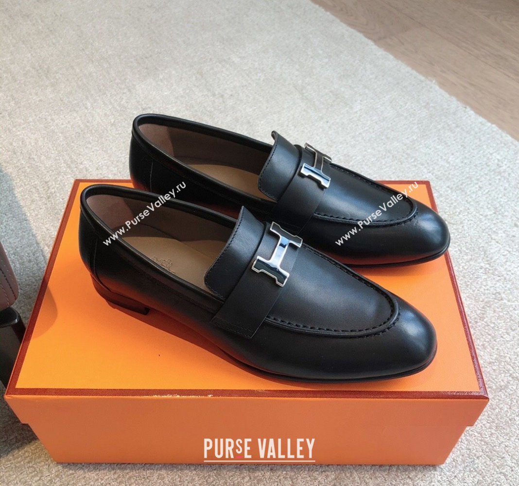 Hermes Paris Calfskin Loafers Black/Buckle 2024 0425 (XC-240425209)