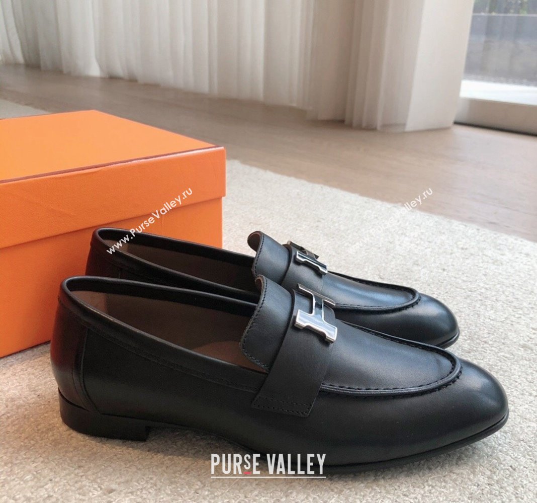 Hermes Paris Calfskin Loafers Black/Buckle 2024 0425 (XC-240425209)