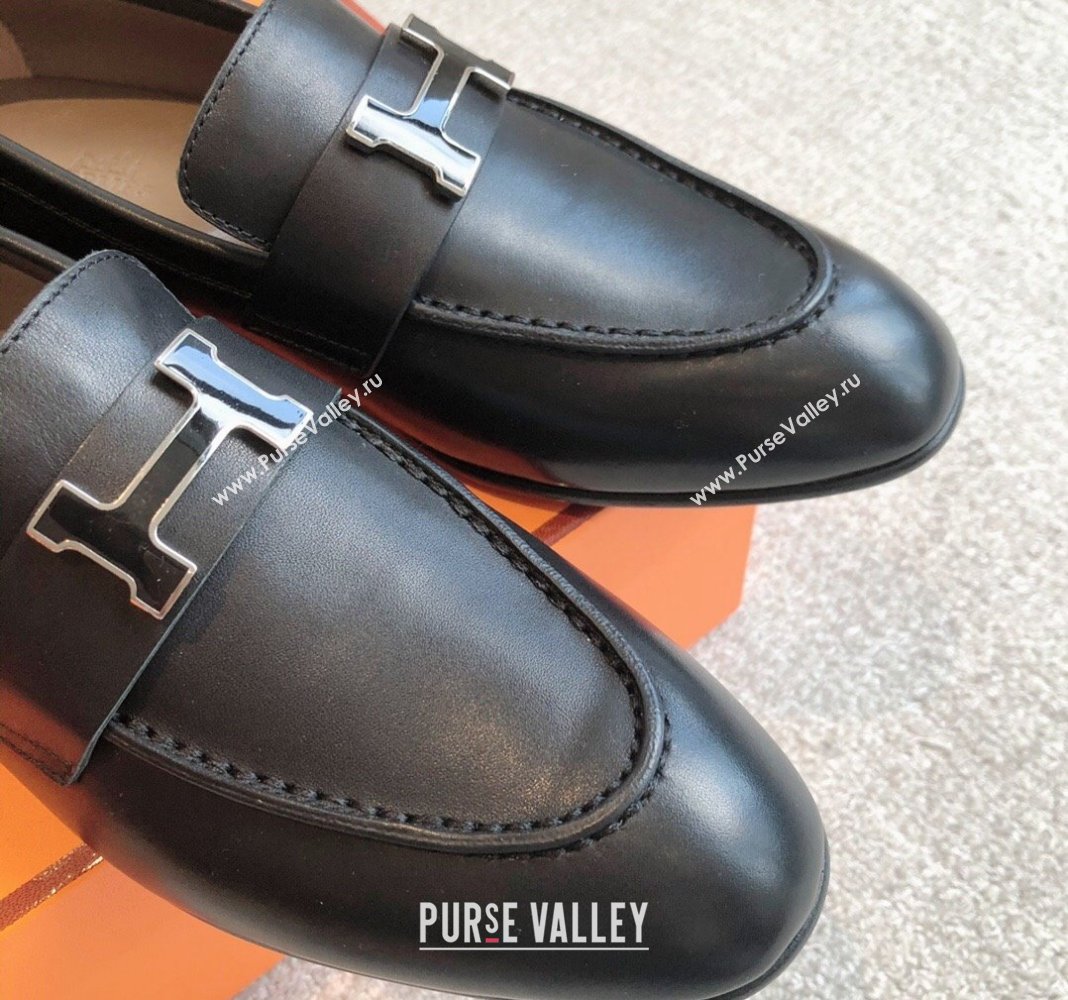 Hermes Paris Calfskin Loafers Black/Buckle 2024 0425 (XC-240425209)