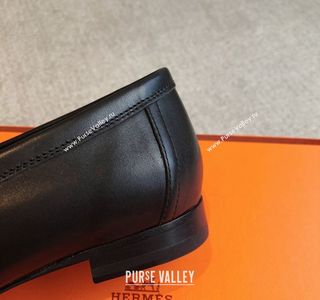 Hermes Paris Calfskin Loafers Black/Buckle 2024 0425 (XC-240425209)