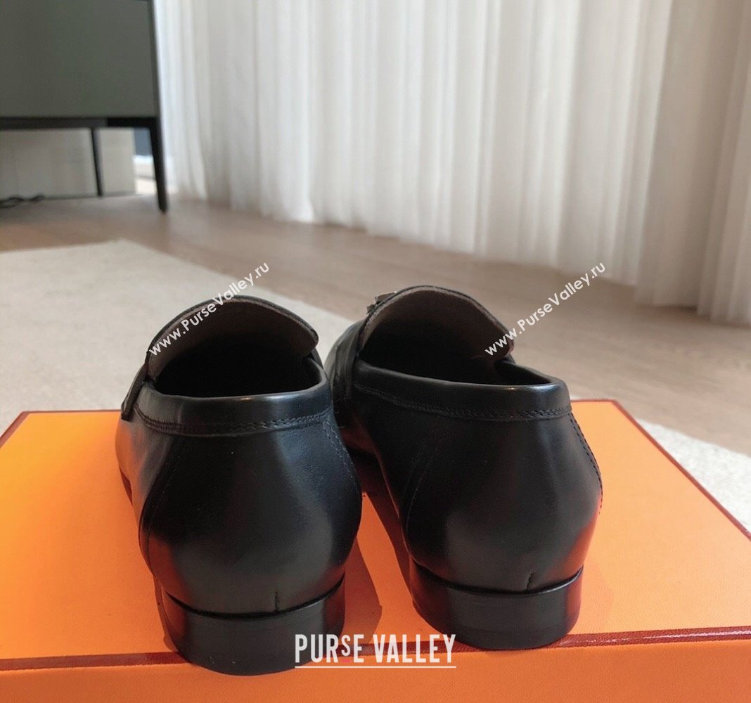 Hermes Paris Calfskin Loafers Black/Buckle 2024 0425 (XC-240425209)