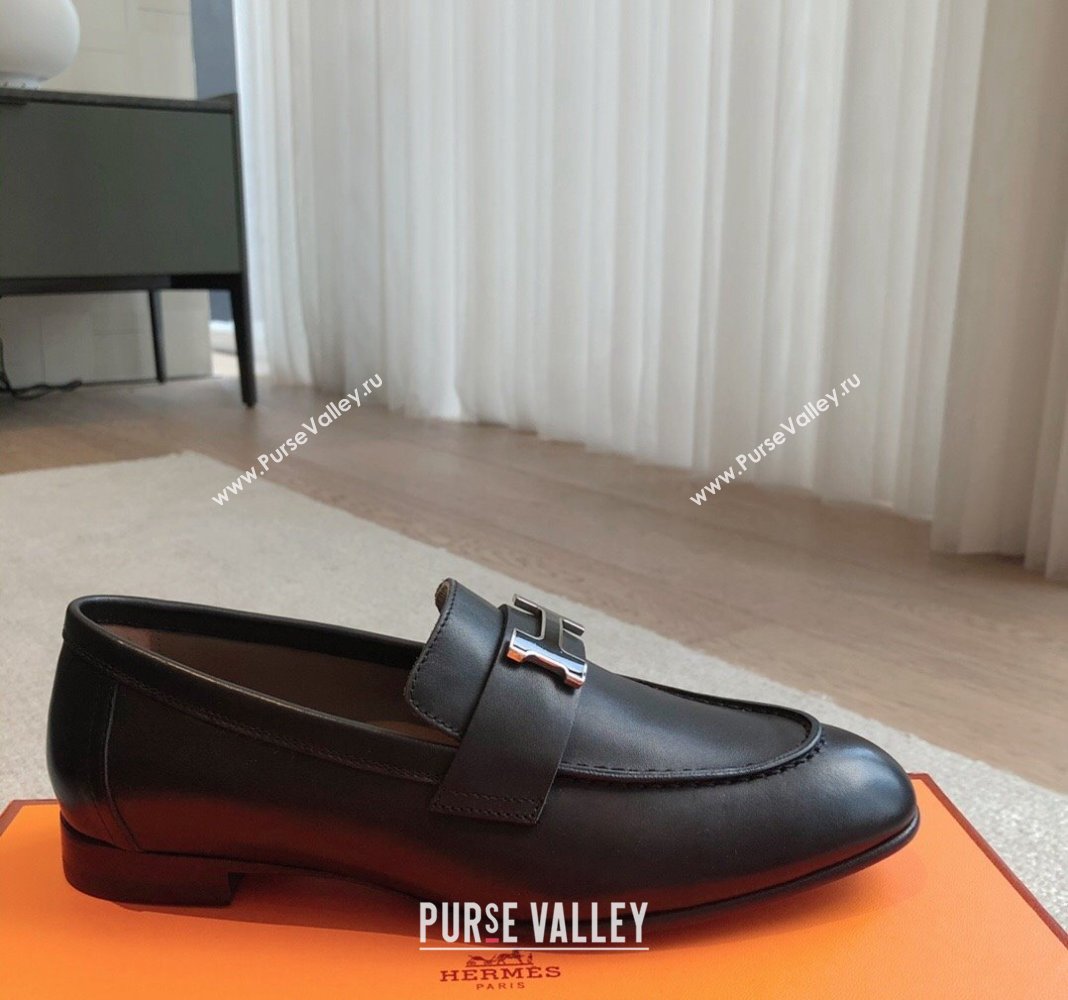 Hermes Paris Calfskin Loafers Black/Buckle 2024 0425 (XC-240425209)