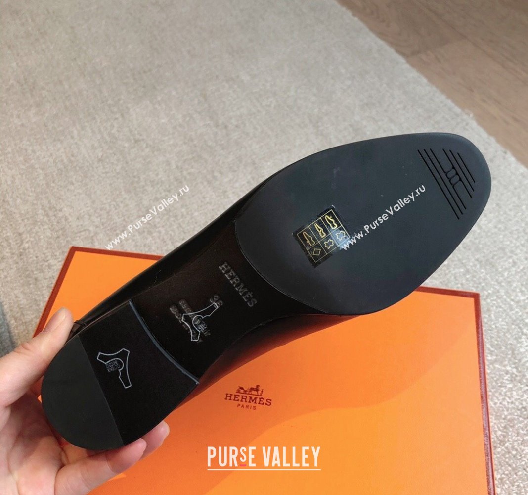 Hermes Paris Calfskin Loafers Black/Buckle 2024 0425 (XC-240425209)