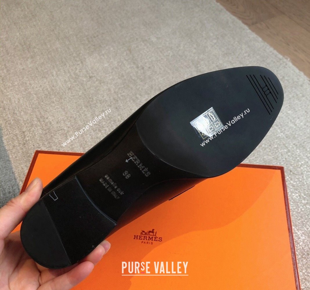 Hermes Paris Calfskin Loafers Black/Silver 2024 0425 (XC-240425210)