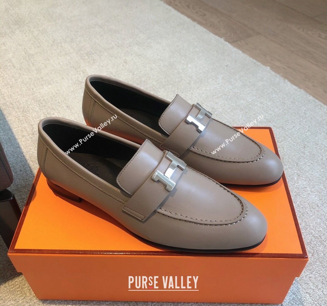 Hermes Paris Calfskin Loafers Grey 2024 0425 (XC-240425211)
