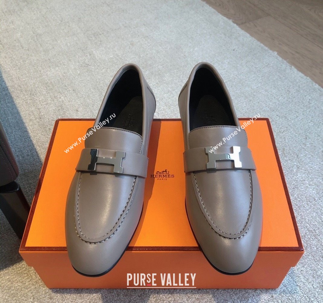 Hermes Paris Calfskin Loafers Grey 2024 0425 (XC-240425211)