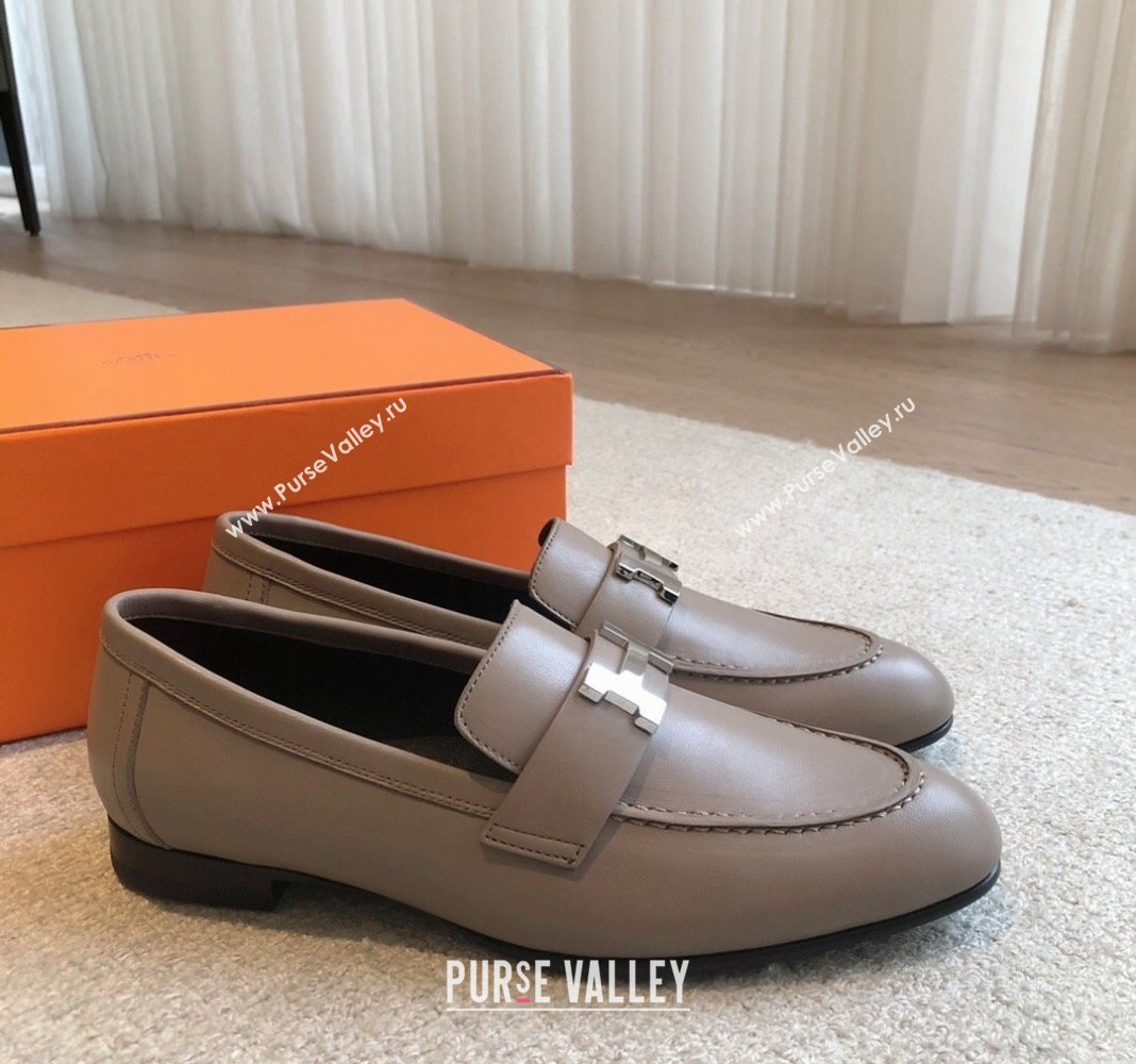 Hermes Paris Calfskin Loafers Grey 2024 0425 (XC-240425211)