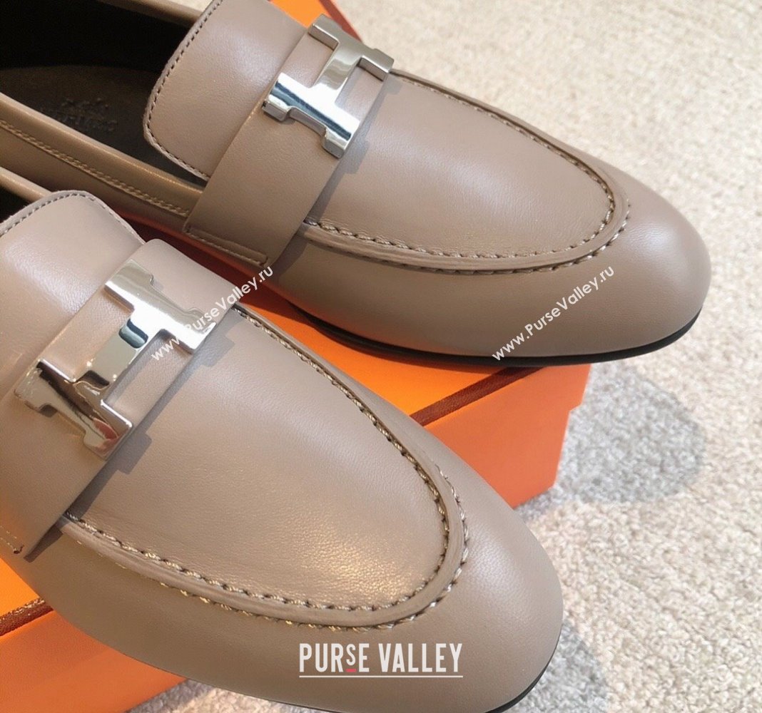 Hermes Paris Calfskin Loafers Grey 2024 0425 (XC-240425211)