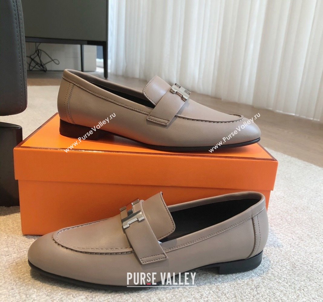 Hermes Paris Calfskin Loafers Grey 2024 0425 (XC-240425211)
