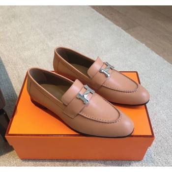 Hermes Paris Calfskin Loafers Apricot 2024 0425 (XC-240425212)