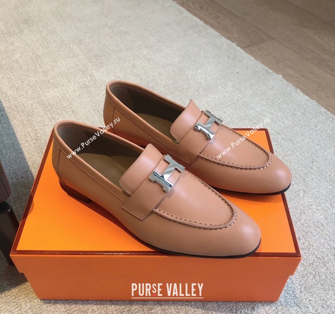 Hermes Paris Calfskin Loafers Apricot 2024 0425 (XC-240425212)