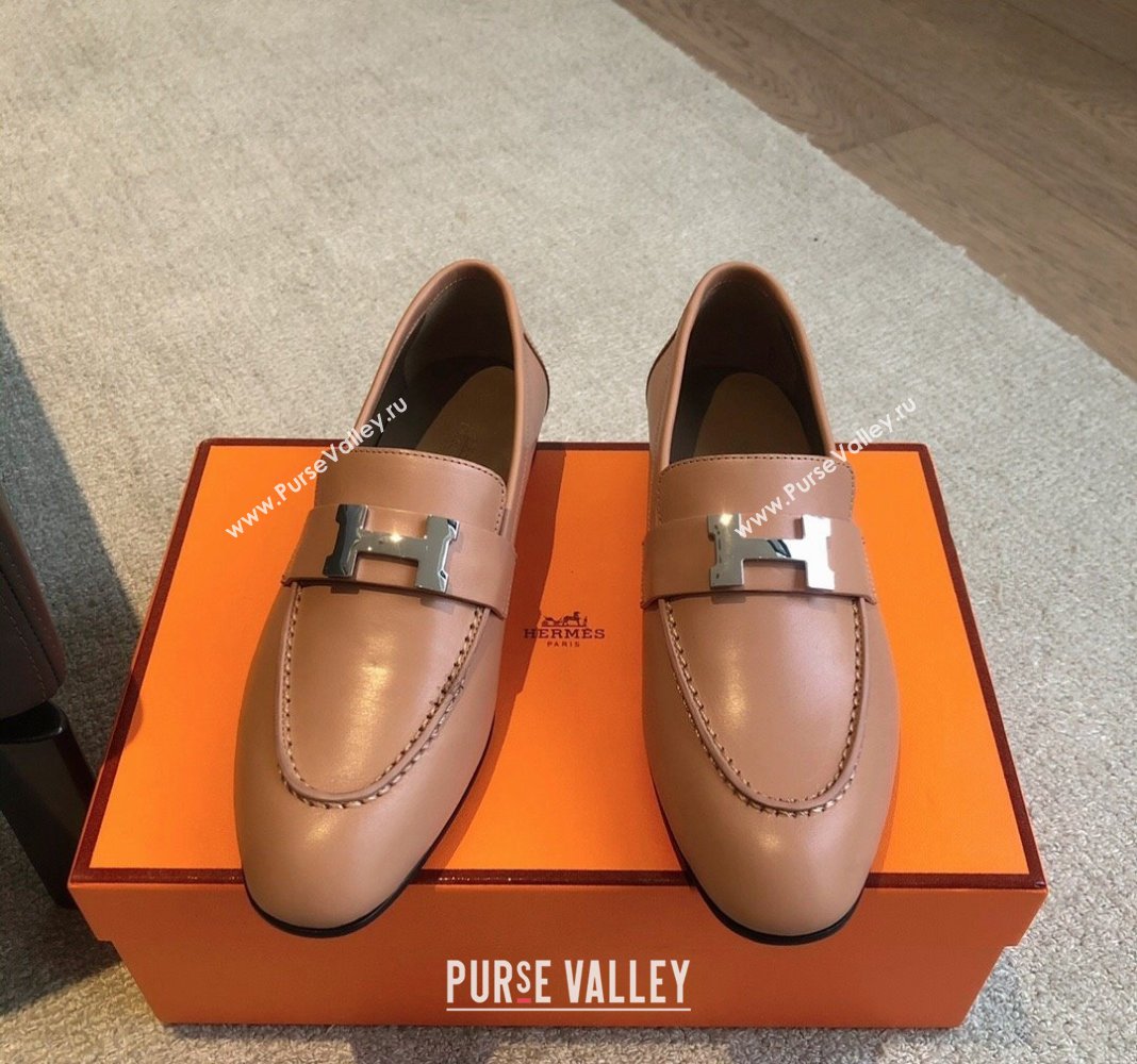 Hermes Paris Calfskin Loafers Apricot 2024 0425 (XC-240425212)