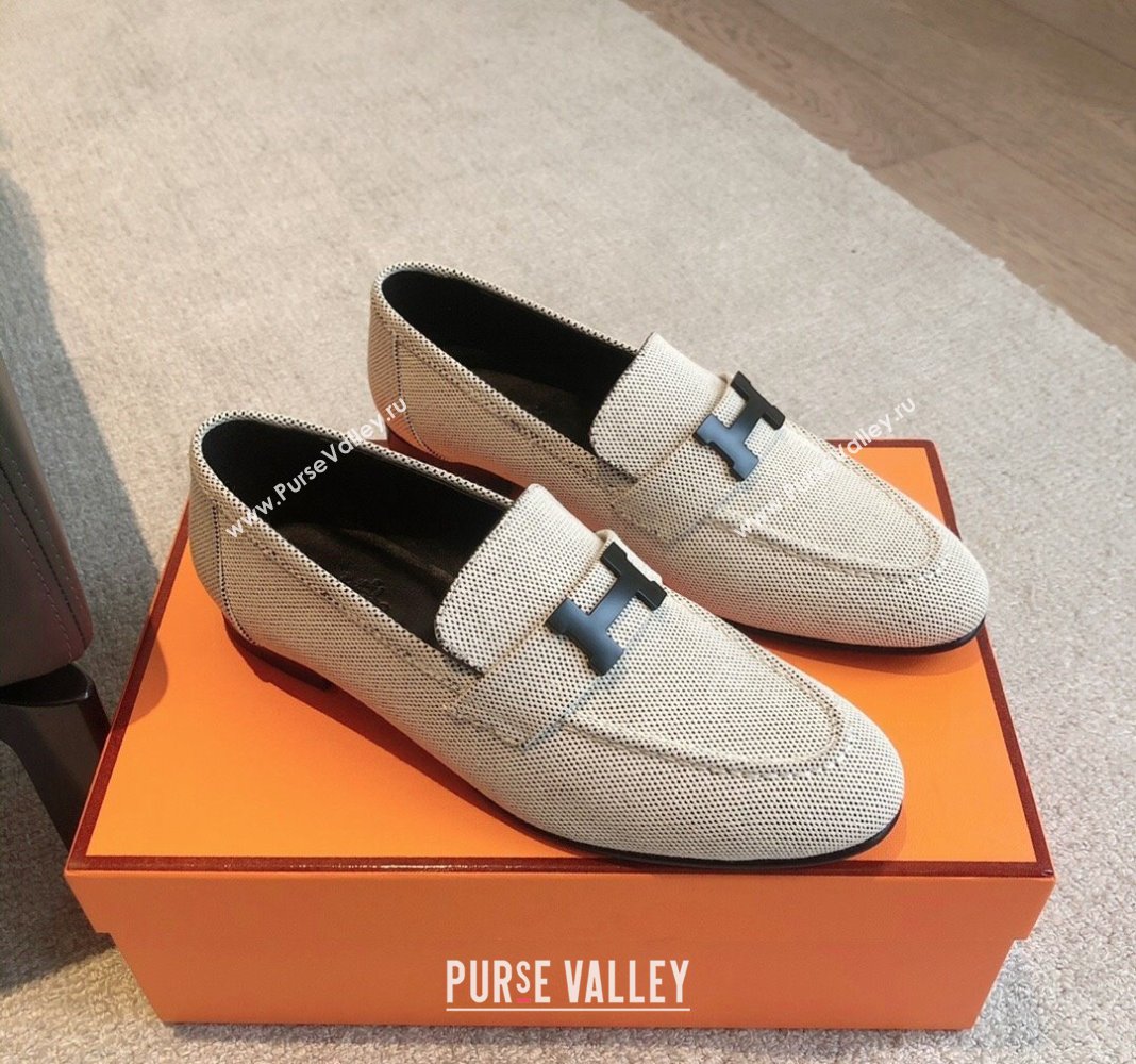 Hermes Paris Canvas Loafers Beige 2024 0425 (XC-240425214)